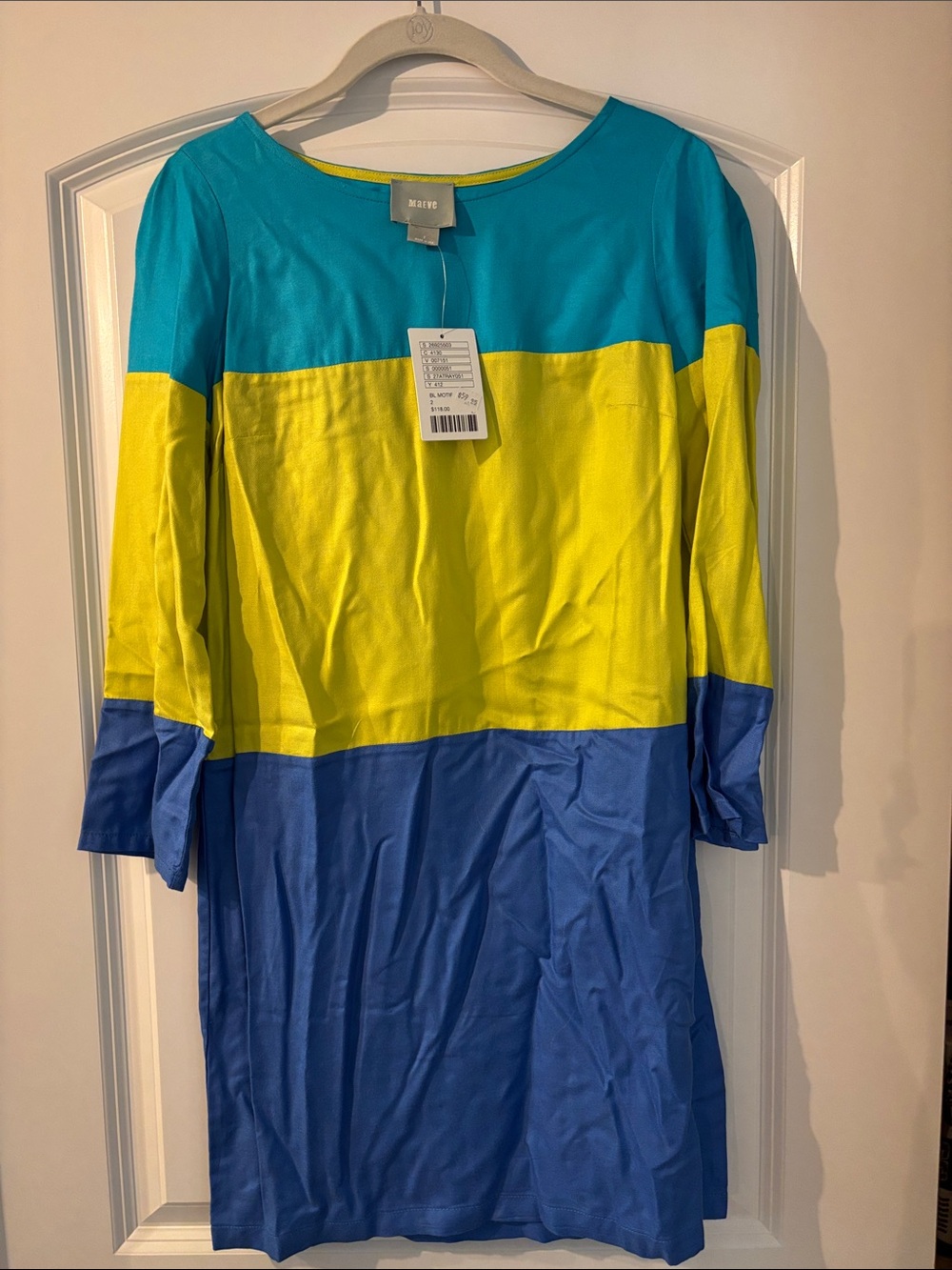 Anthropologie Maeve Colorblock Dress sz 2 3/4 sleeve